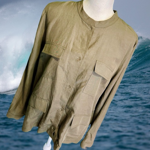 NWT Kobi Halperin ‘Starla’ Snap Up Jacket in Olive Green Linen-Blend Size XL - Picture 13 of 13